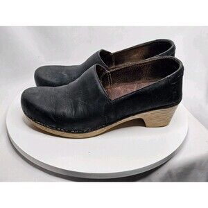 Dansko Marisol Clogs Full Grain Black Leather Comfort Women's Size EU 40 9.5-10